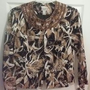 CHICO'S Jacket Cream, black and brown, Size 2 (12)